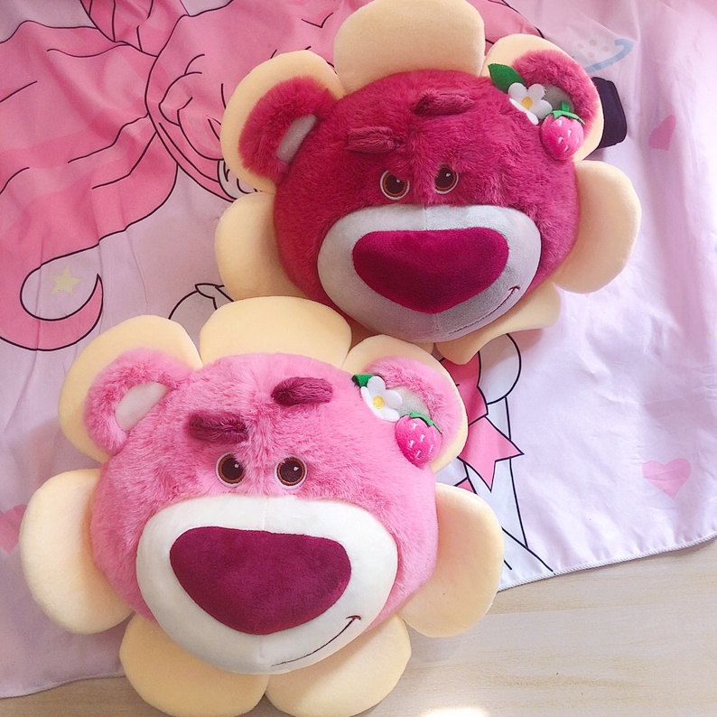 💝💘Phụ kiện xe hơi Lotso gấu dễ thương Đệm cổ, Disney Strawberry Bear Đồ chơi sang trọng Lotso nhồi bông xe hơi sang trọng Gối hoạt hình Ném gối đệm