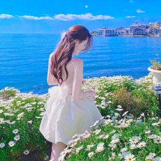 Váy hở lưng thắt nơ voan dễ thương, đầm dây xoè
