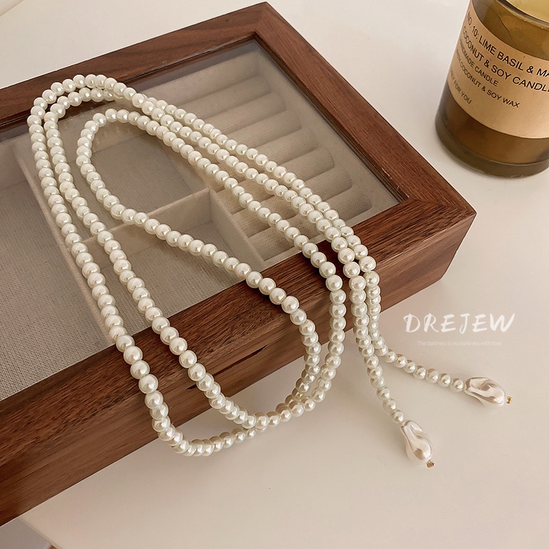 DREJEW Dây Chuyền Dáng Dài Đính Ngọc Trai Phong Cách Hàn Quốc Cho Nữ