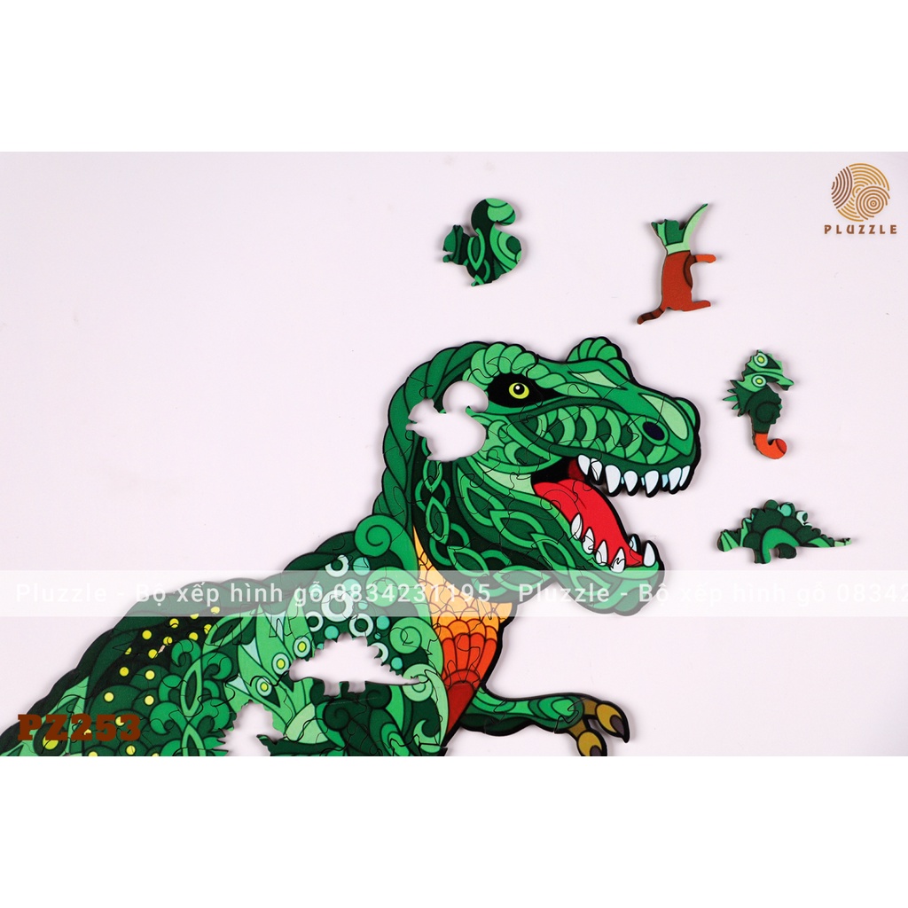 PLUZZLE Bộ xếp hình gỗ thông minh puzzle đồ chơi ghép hình - Khủng long bạo chúa - PZ253