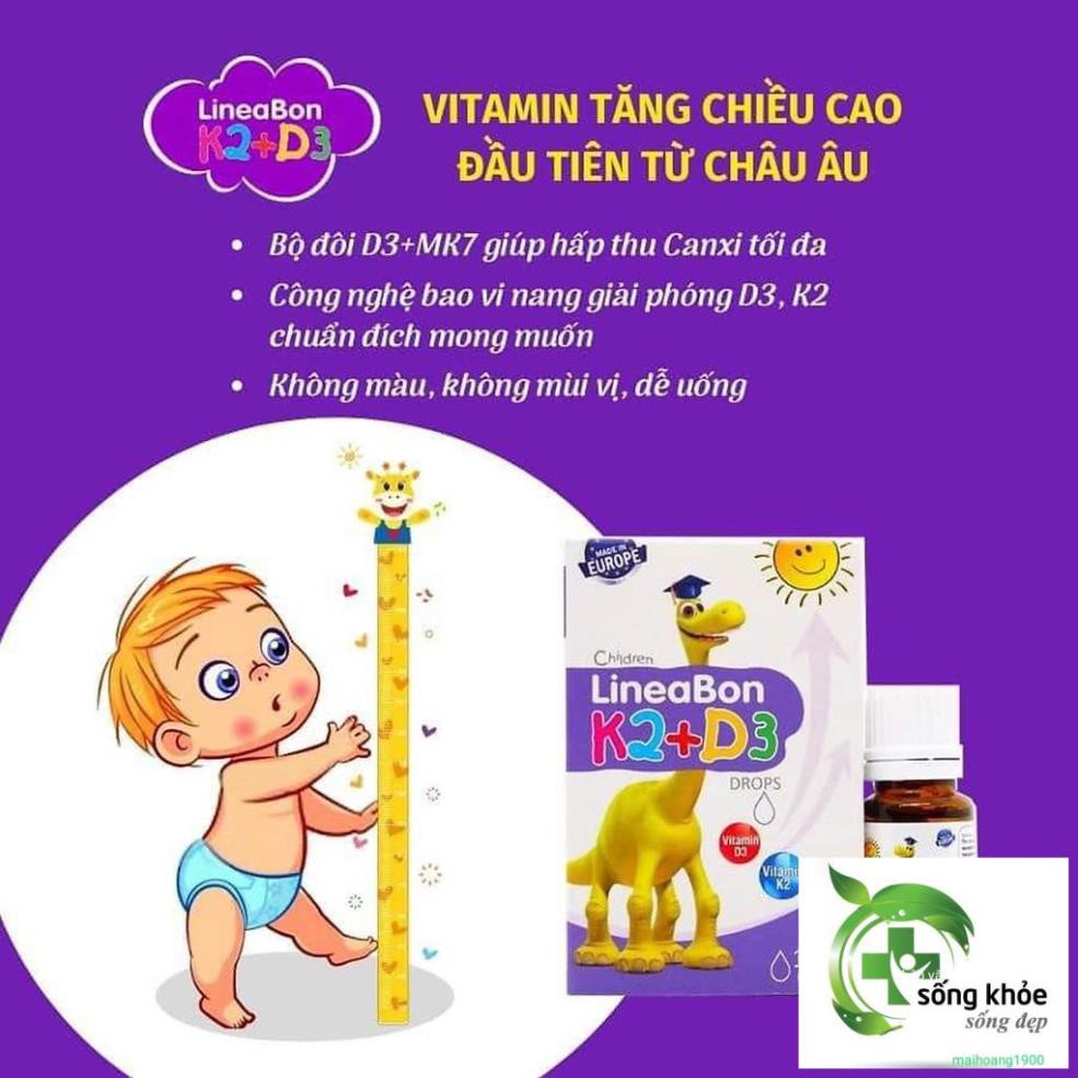 LineaBon K2+D3 - Bổ sung vitamin K2, D3. Tăng cường hấp thu canxi tối đa (Lọ 10ml)