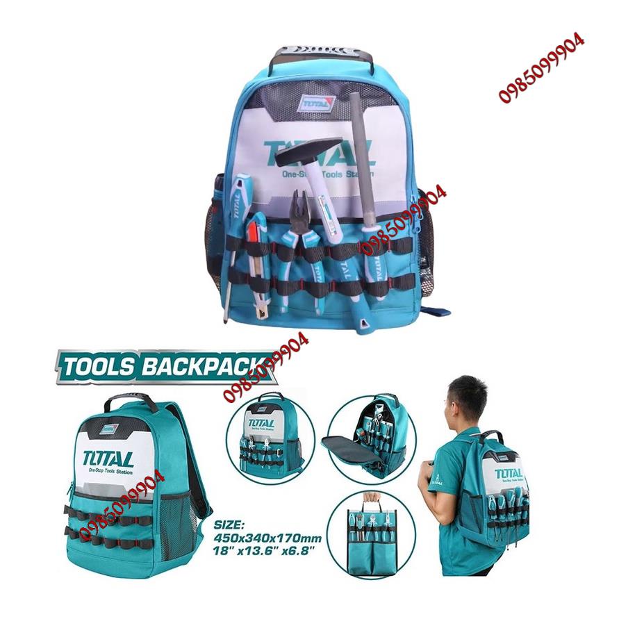 Balo túi đựng đồ nghề đeo vai đựng dụng cụ cầm tay thiết bị siêu bền Total THBP0201 nhiều ngăn trong ngoài chắc chắn