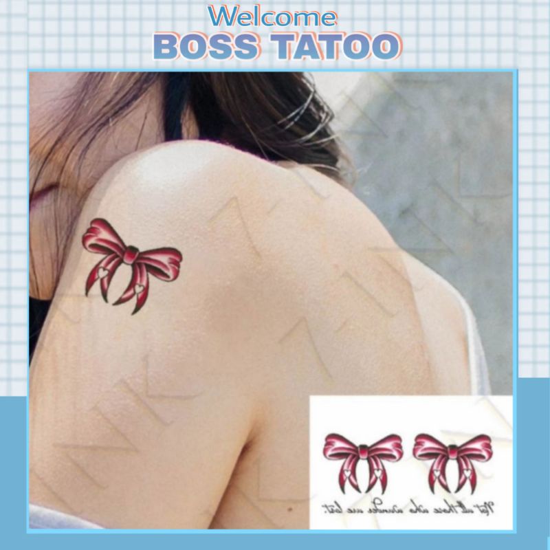 Hình xăm nơ cao cấp t070. Xăm dán tatoo mini tạm thời, size &lt;10x6cm