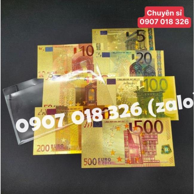 Trọn Bộ Tờ EURO Mạ Vàng Sang Chảnh Plastic 7 TỜ - Từ 5 - 500 EURO