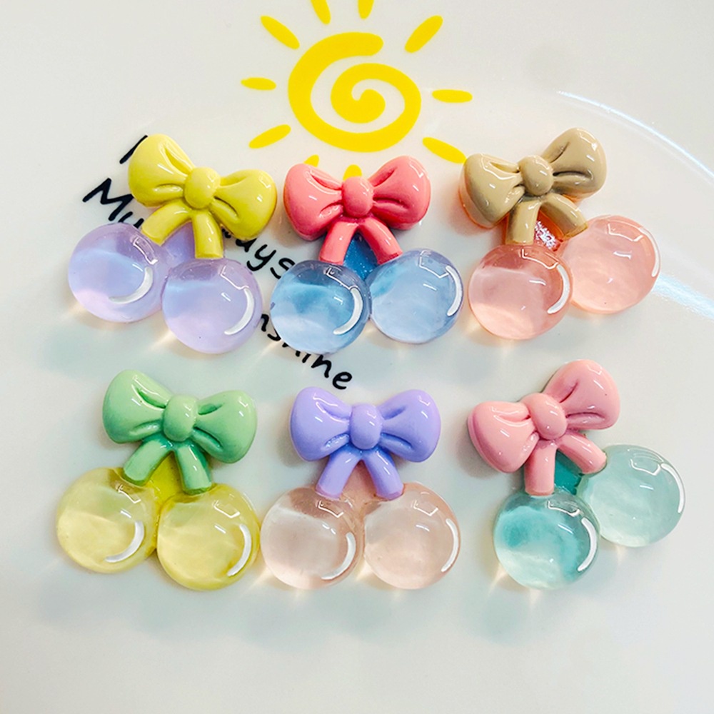 Bộ 10 Nơ Nhựa Trong Suốt 3D Dán Trang Trí Bình Nước/Kẹp Tóc/Điện Thoại DIY