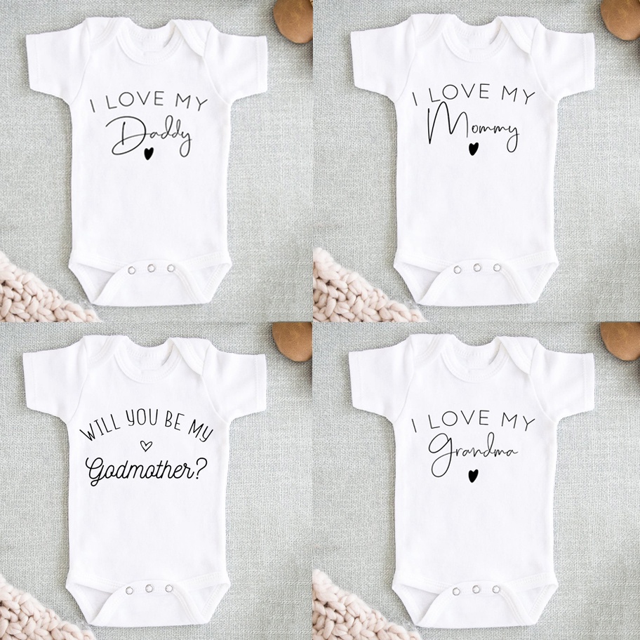 Áo Liền Quần In Chữ i love my Dad / auntie / mommy / uncle Vui Nhộn Cho Bé