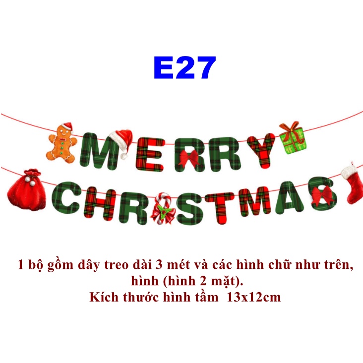 Cờ treo trang trí noel trang trí giáng sinh mẫu E27