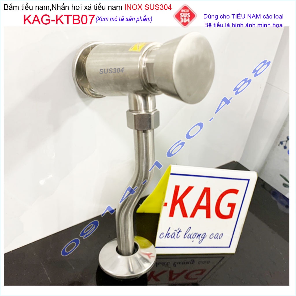 Bộ xả ấn tay KAG-KTB07 inox 304, xả nhấn hơi bệ tiểu nam xả nước mạnh dễ sử dụng thân to thiết kế đẹp