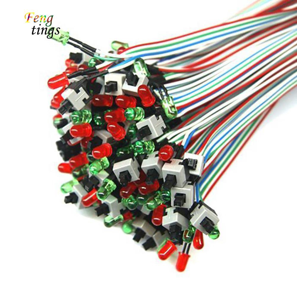 ✌ FT ✌ 50cm On/Off/Reset 2 Switch LED Light ATX PC Computer Motherboard Power Cable