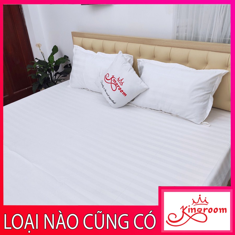 Bộ ga gối 3 món vải cotton lụa sọc trắng trơn 923 Shop Kingroom chuyên ga giường , bọc nệm