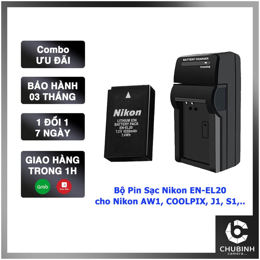 Pin Nikon EN-EL20 (cho Nikon 1, J1,J2, J3, S1, V3, AW1,...)