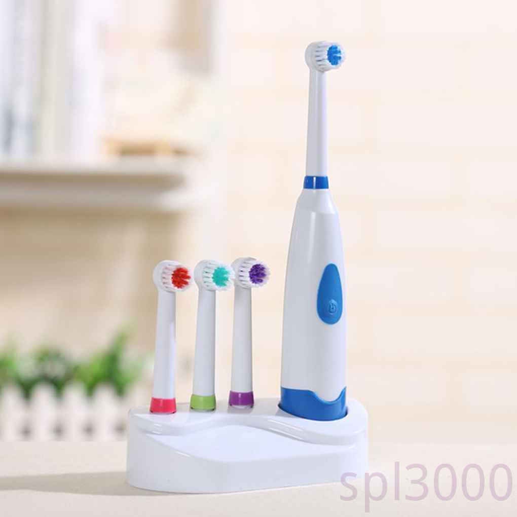 [Hàng mới về] Bàn chải đánh răng dạng xoay bằng điện với 4 đầu thay thế dành cho bé