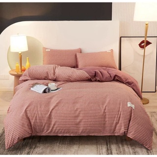 Bộ 4 món vỏ chăn ga gối cotton tici phối kẻ