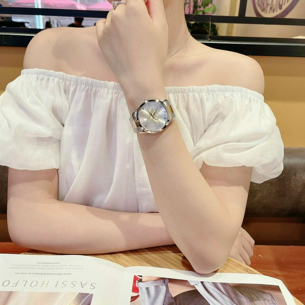 Đồng Hồ Dây Thép Gu.c.c.i Bản Unisex Cho Cả Nam Và Nữ,Size:38mm Full Box Hãng,Phiên Bản Sang Trọng