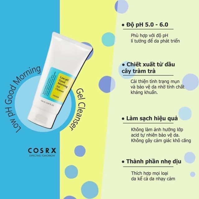 SỮA RỬA MẶT COSRX SUA RUA MAT LOW PH GOOD MORNING GEL CLEANSER