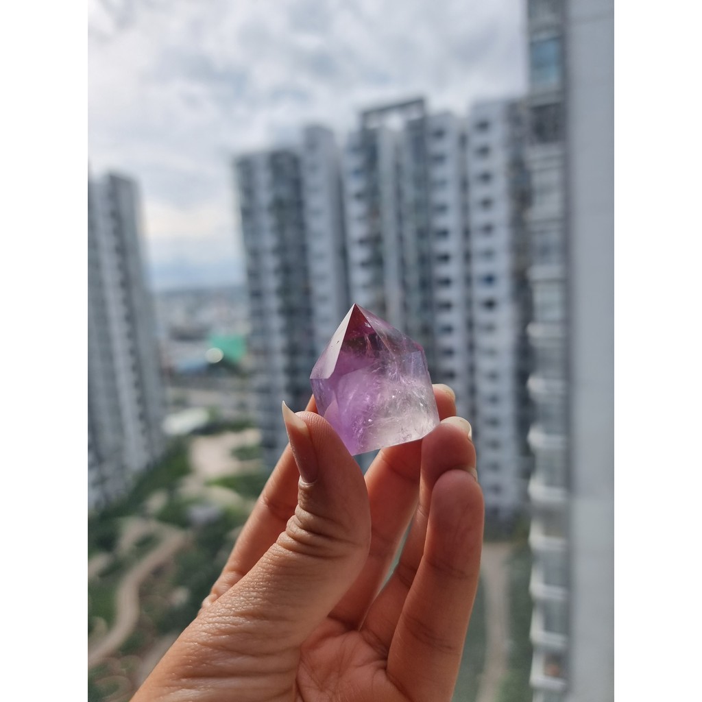 Trụ đá Tím (Amethyst) làm Grid, trụ thanh tẩy Tarot, Reiki, thiền định, đá phong thủy