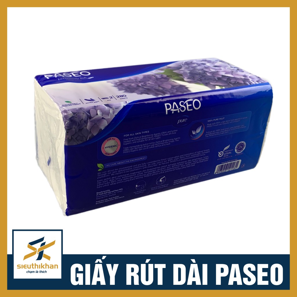 Combo 4 gói giấy rút dài Paseo 280 tờ, 2 lớp