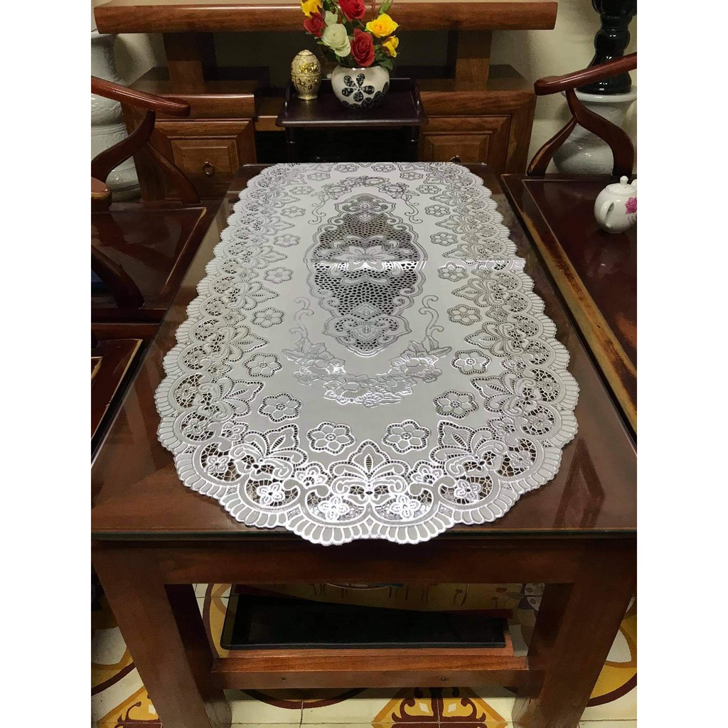 [SIÊU RẺ] Khăn trải bàn ren hoa 50x110cm - HÀNG ĐẸP