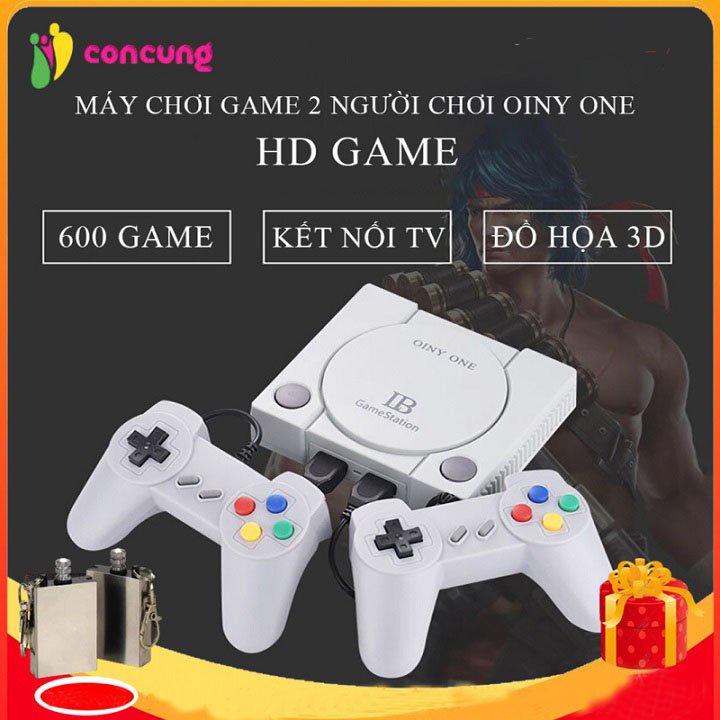 [TRÒ CHƠI ĐIỆN TỬ] Bộ Máy Chơi Game mini tay cầm 4 nút tích hợp sẵn 600 trò chơi cổ điển, cổng kết nối AV