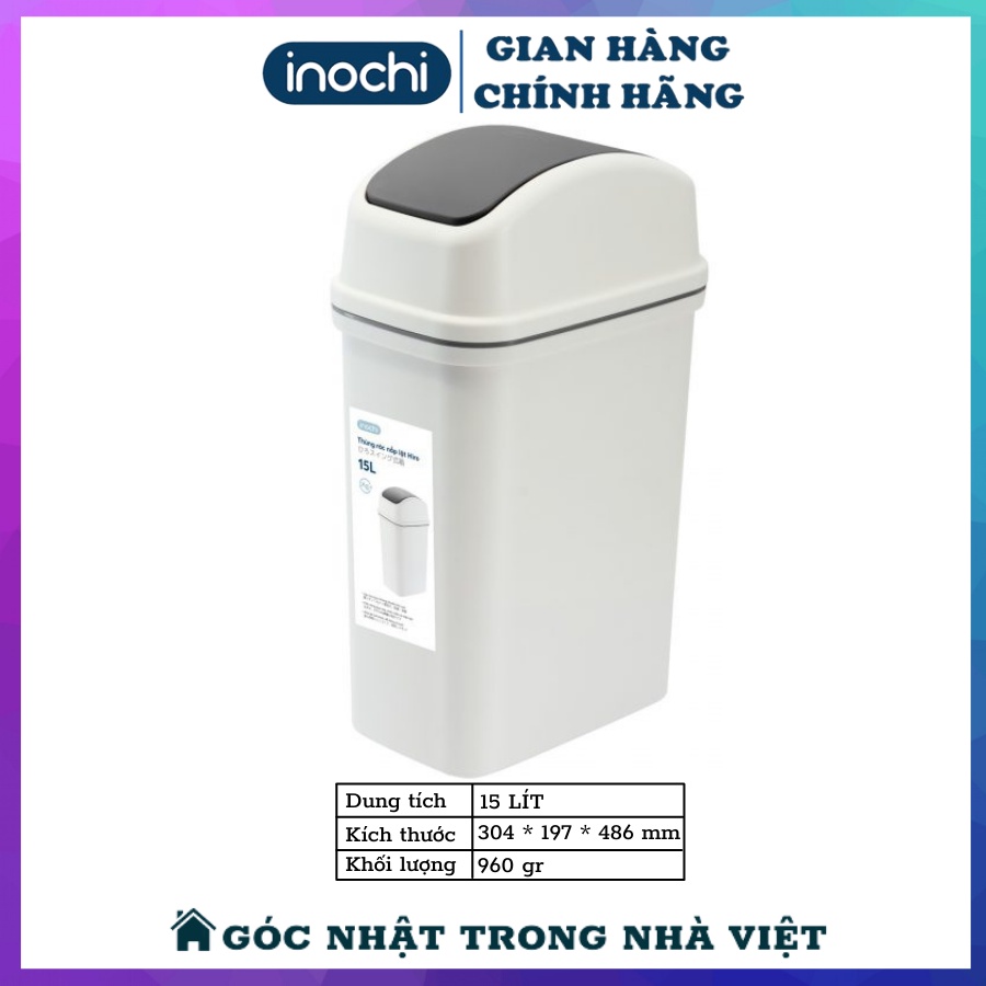 Thùng Rác Nhựa Nắp Lật Đa Năng Cho Văn Phòng, Phòng Bếp, Phòng Tắm INOCHI Đủ Size