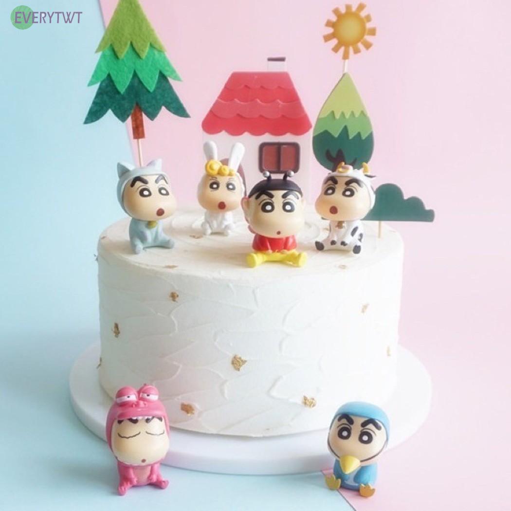 Set 6 Búp Bê Hình Cậu Bé Bút Chì Shin-Chan 5cm Dễ Thương Dùng Để Trang Trí Bánh Sinh Nhật