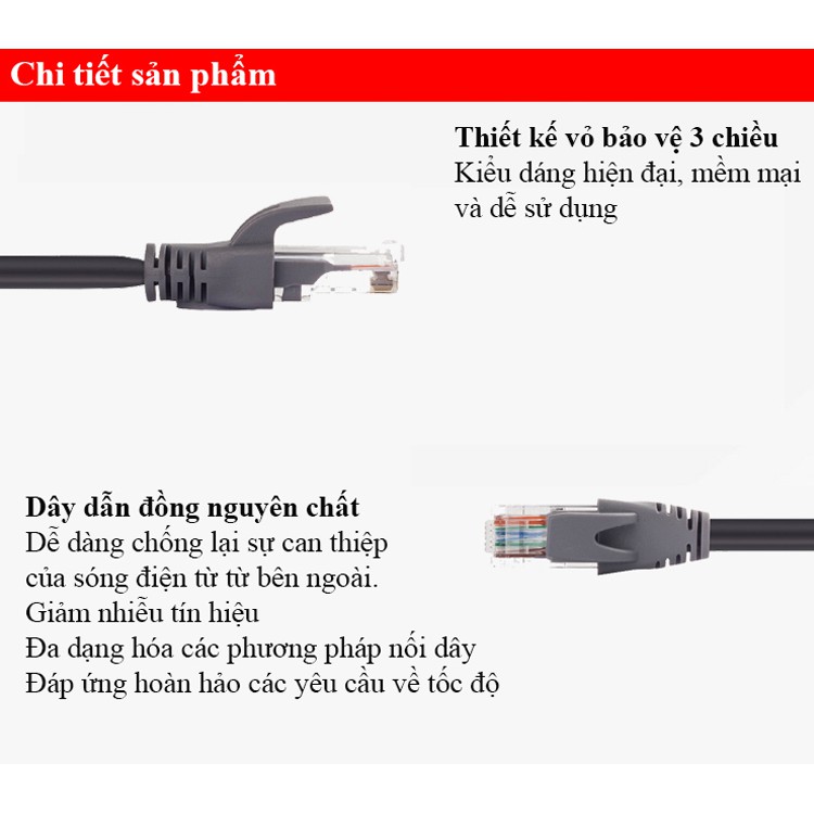 Dây cáp mạng bấm sẵn 2 đầu JSJ CAT5E dài 1m - 10m vỏ bảo vệ 3 chiều, kiểu dáng hiện đại, mềm mại và dễ sử dụng