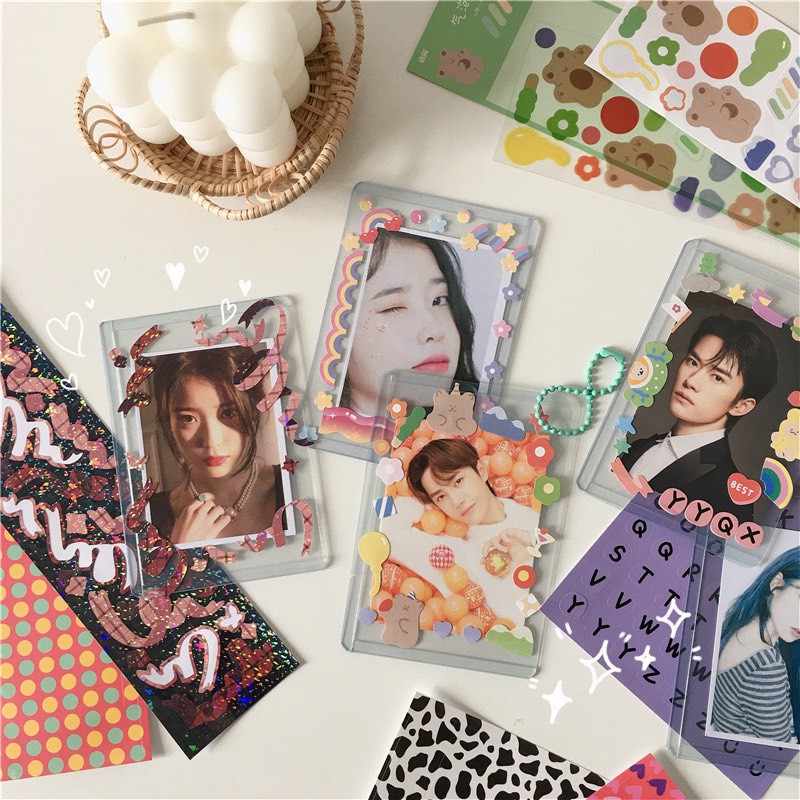 Toploader Bọc Card Đựng Ảnh Trang Trí Photocard Polaroid Lomo Kpop BlackPink BTS Idol Sticker Hình Dán Ribbon Confetti