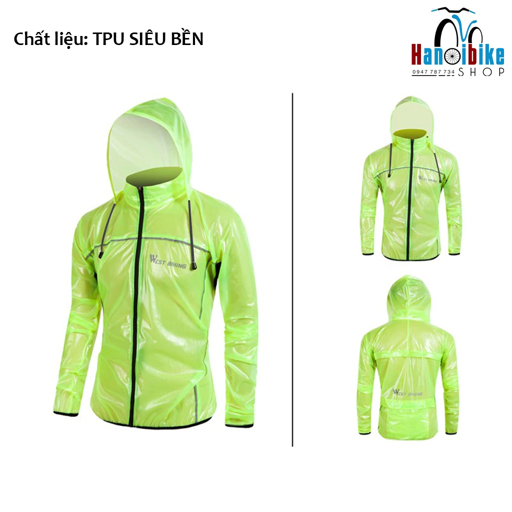 Áo mưa Westbiking có mũ dành cho dân đạp xe, chạy bộ, thời trang