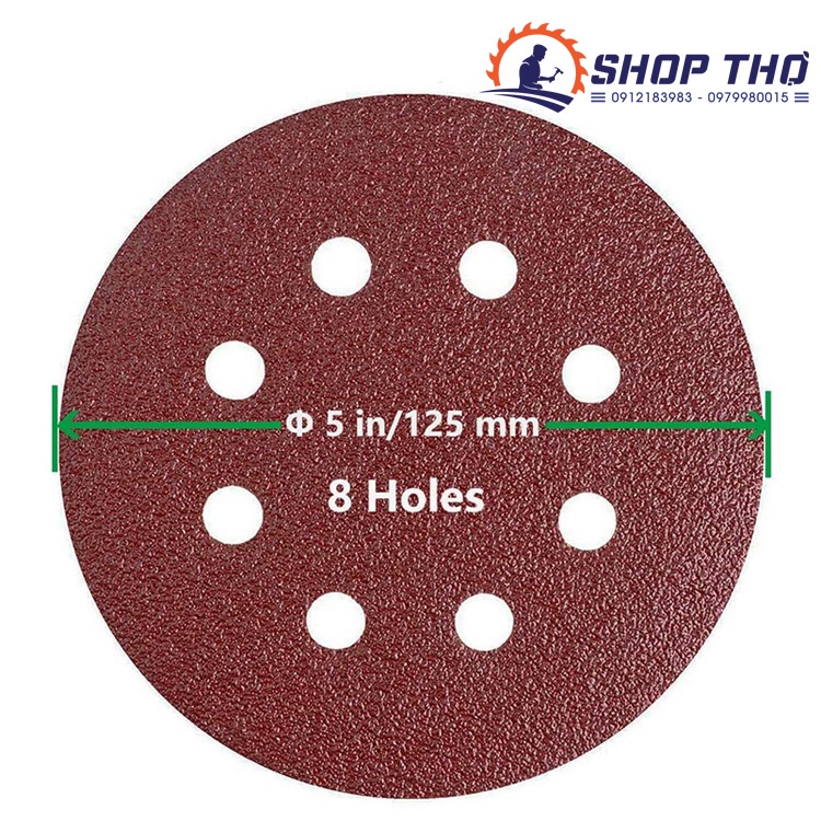 Giấy nhám tròn đế lông từ số 80 đến 1000 - đường kính 125mm (10 tờ)