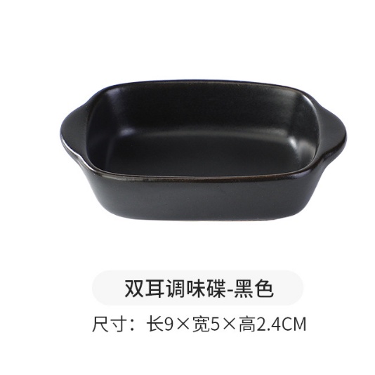 Chén sứ vuông đựng nước chấm sốt, gia vị tay cầm ngang 2 bên, đĩa nước chấm decor đẹp