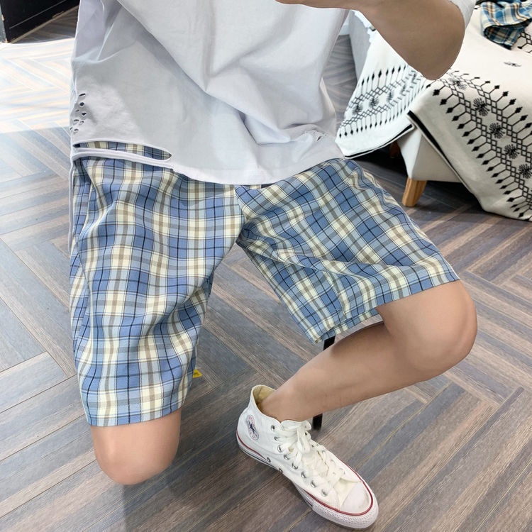 Quần ngắn ống rộng Họa Tiết Sọc Caro Thời Trang Mùa Hè Cho Nam