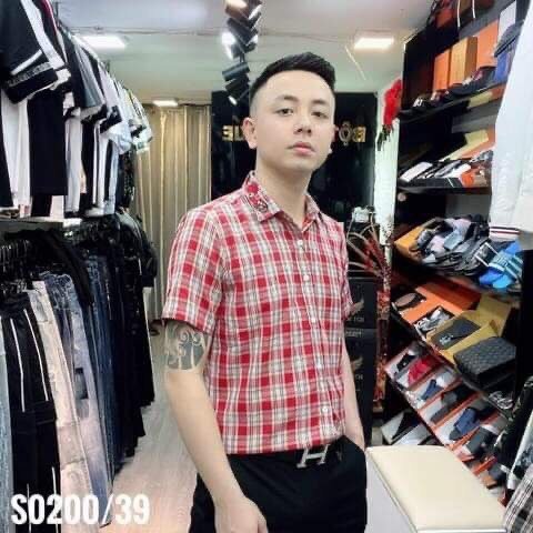 [FULL SIZE] Áo sơ mi nam sowmi ngắn tay kẻ caro , Đỏ đen