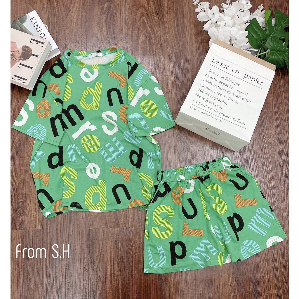 Bộ đồ mặc nhà/ Bộ đồ ngủ chất cotton siêu mát, họa tiết dễ thương