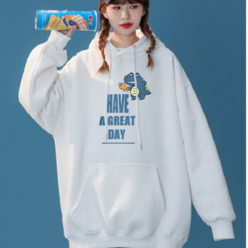 【ZHELIHANGFEI】Áo Hoodie Dài Tay Dáng Rộng In Họa Tiết Cá Tính Trẻ Trung