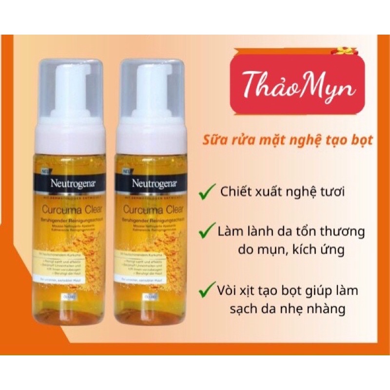 Sữa rửa mặt tạo bọt tinh chất nghệ Neutrogena