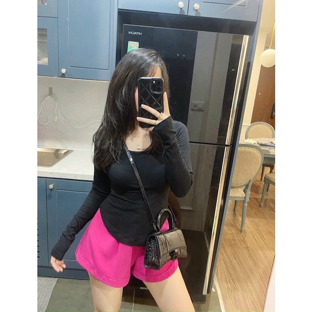 Áo len tăm dài tay vạt bầu basic | BigBuy360 - bigbuy360.vn