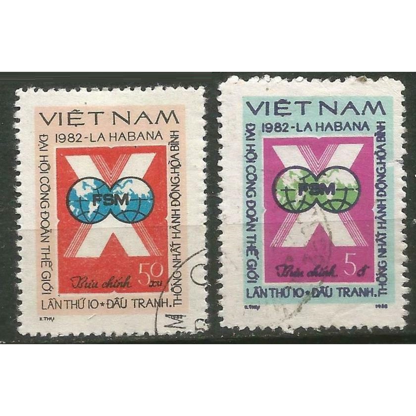 Tem sưu tập MS 387 Tem Việt Nam Đại hội Công đoàn Thế giới lần thứ 10 1982 ( 2 tem )