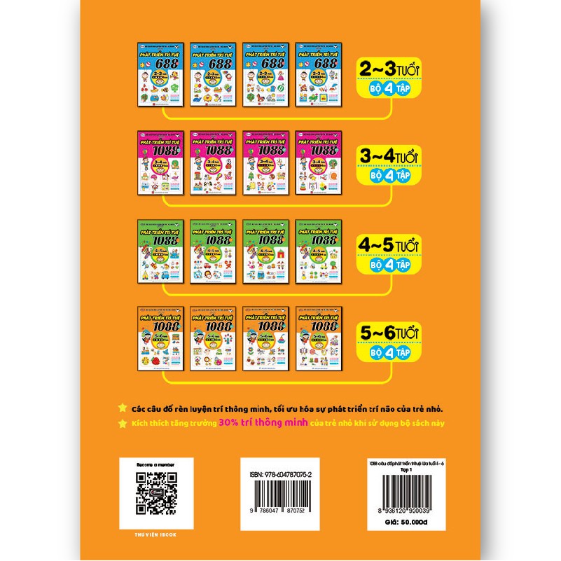 Sách thiếu nhi - 1088 CÂU ĐỐ PHÁT TRIỂN TRÍ TUỆ cho bé 5-6 tuổi - 1 sao | BigBuy360 - bigbuy360.vn