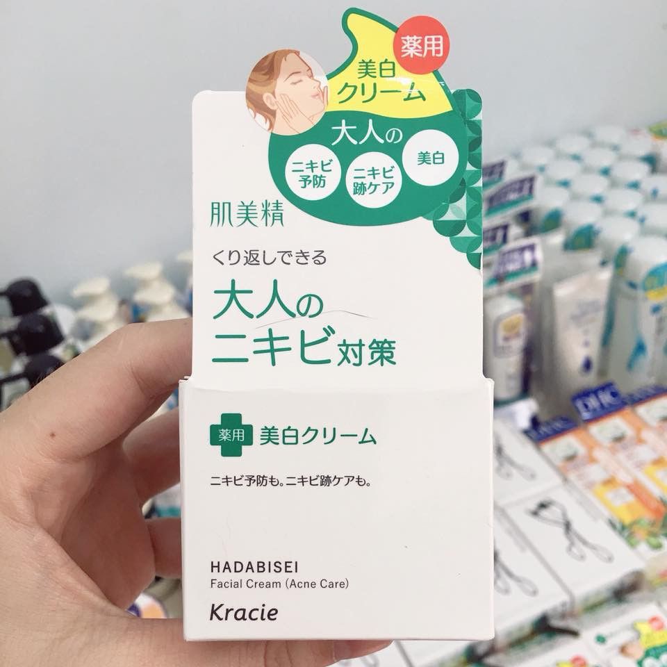 TRỌN BỘ Kem Dưỡng / Sữa Rửa Mặt / Toner Giảm Mụn Dưỡng Trắng Kracie Nhật Bản Hadabisei Facial Cream (Acne Care)