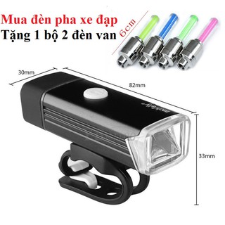 Đèn pha sạc siêu sáng Machfally cho xe đạp + Tặng bộ 2 đèn van xe đạp