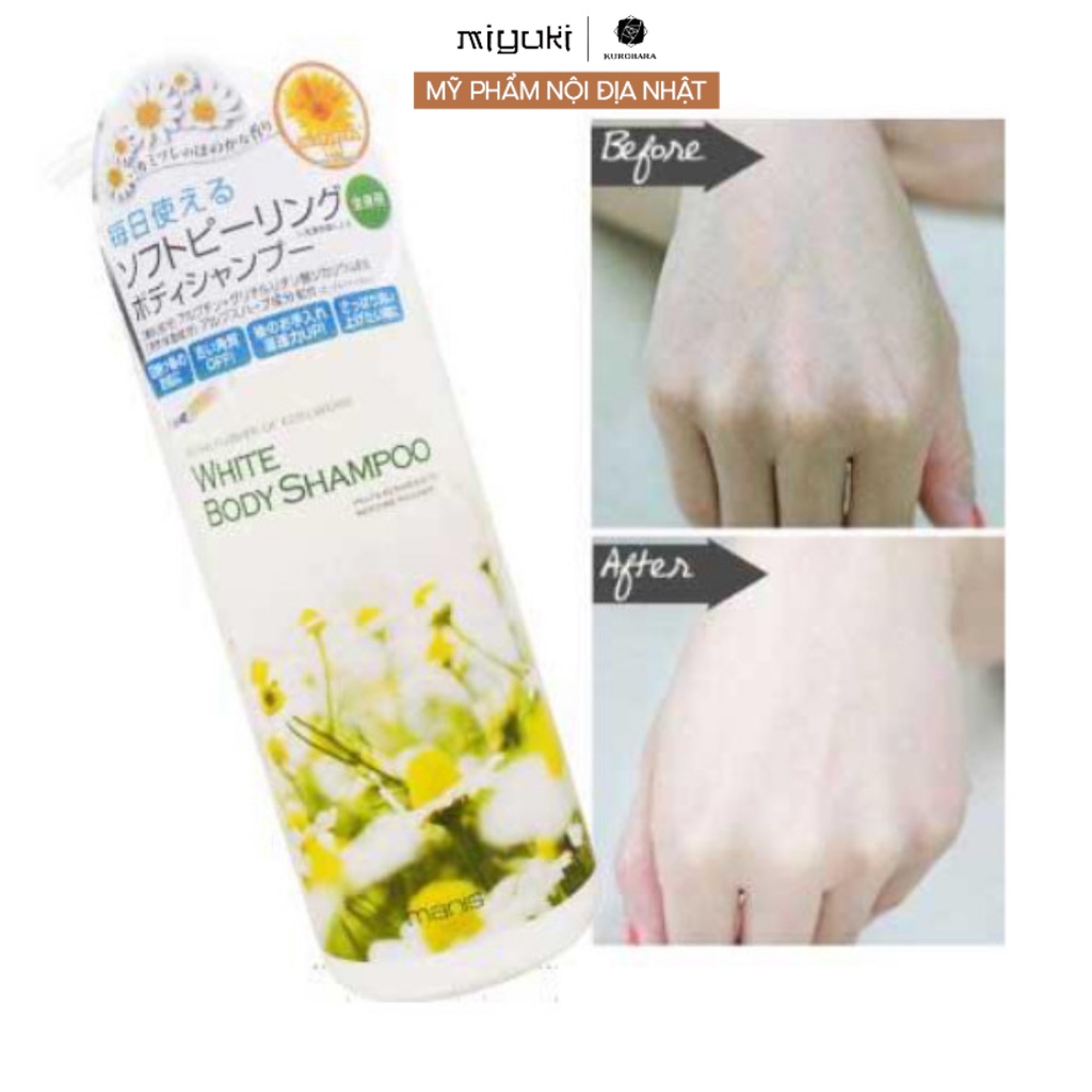 Sữa Tắm Trắng Da Manis White Body Shampoo Dưỡng Ẩm Săn Chắc, Tẩy Tế Bào Chết, mùi hoa cỏ thư giãn MN001/MN002 450ml