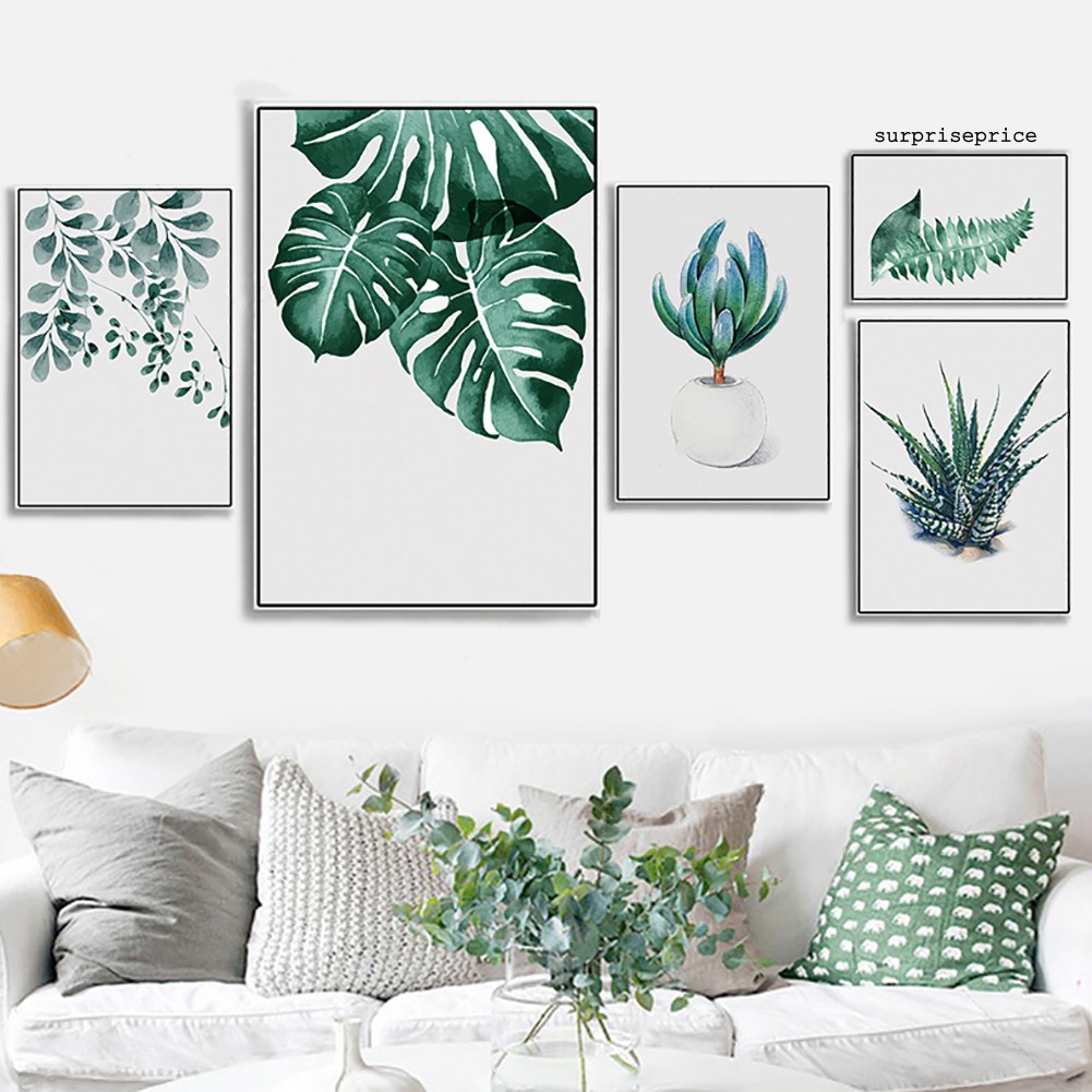 Tranh Canvas Treo Tường Trang Trí Hình Lá Xanh