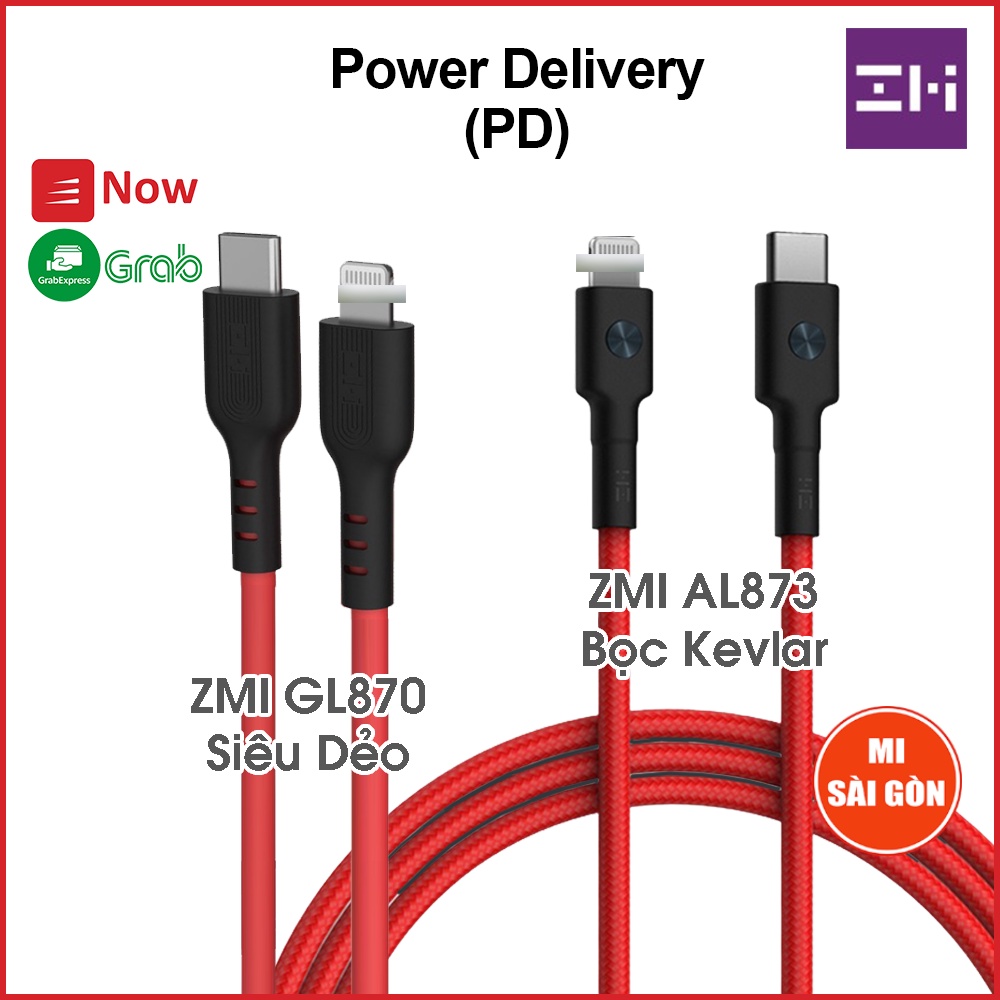 Cáp Type C sang Lightning ZMI - AL873 Dài 1m hoặc AL872 Dài 30cm hoặc GL870 1m