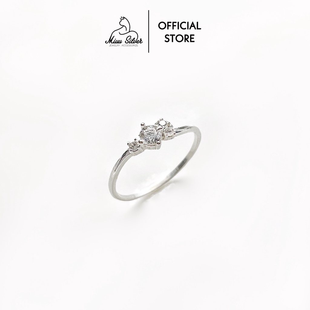 Nhẫn bạc nữ Miuu Silver cong đính đá K - Jade Ring