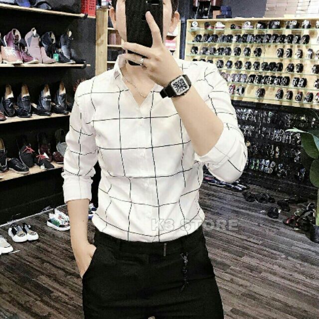 Áo sơ mi nam cực ngầu với họa tiết kẻ ô vuông