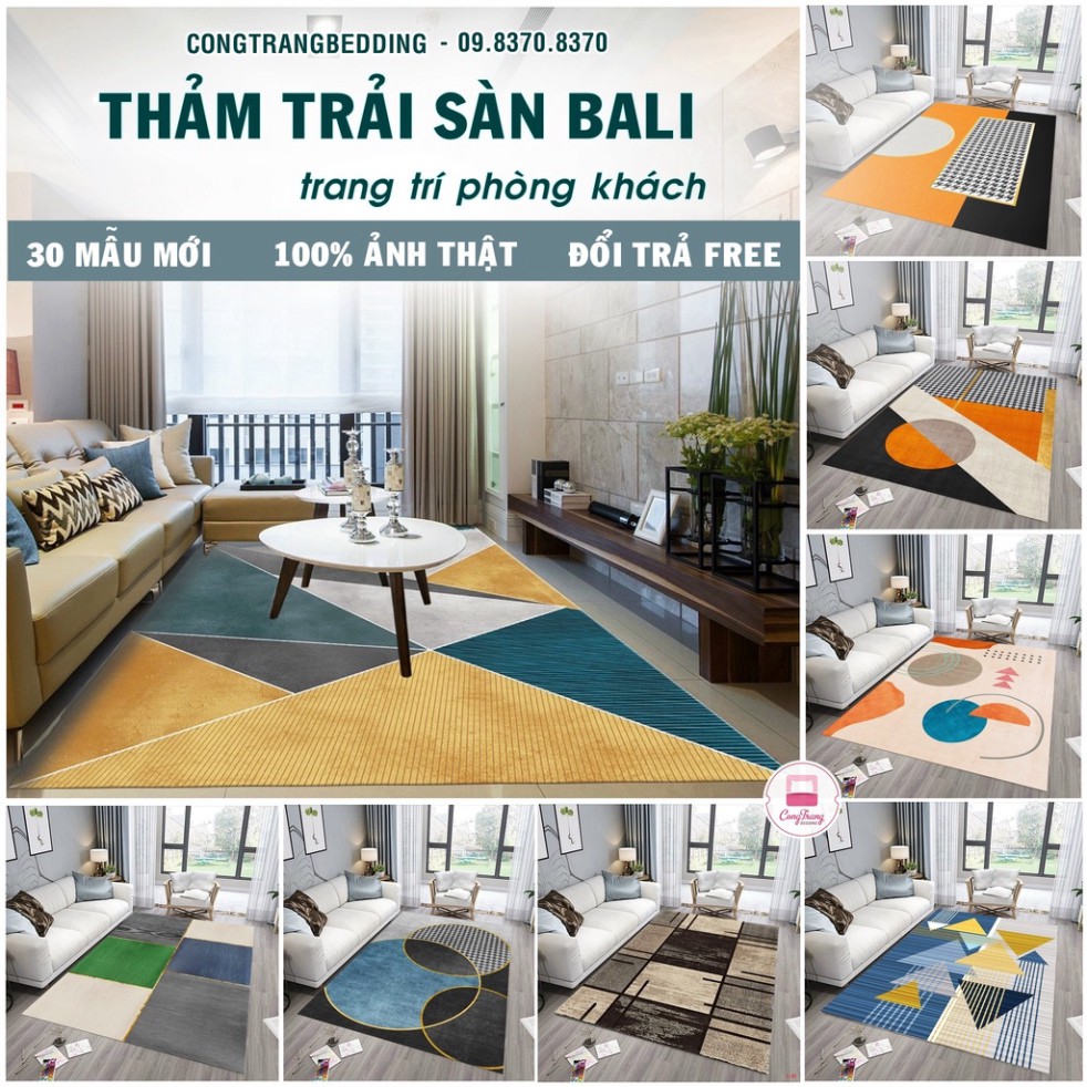 Thảm Nỉ Trải Sàn Bali Trang Trí Phòng Khách và Phòng Ngủ Cao Cấp - Thảm Lì Bali Đế Cao Su Chống Trơn Trượt Nhiều Size M1