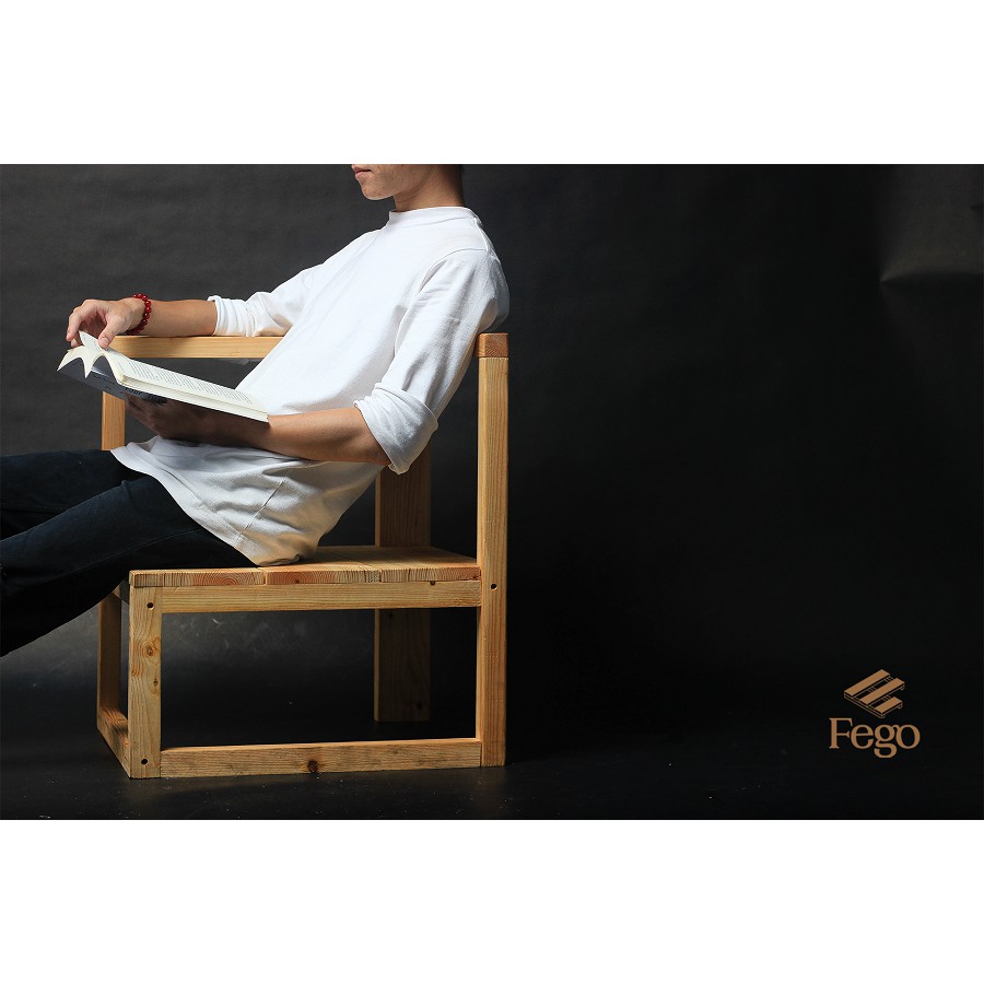 Ghế sofa đơn một tay FEGO gỗ thông tự nhiên kèm đệm