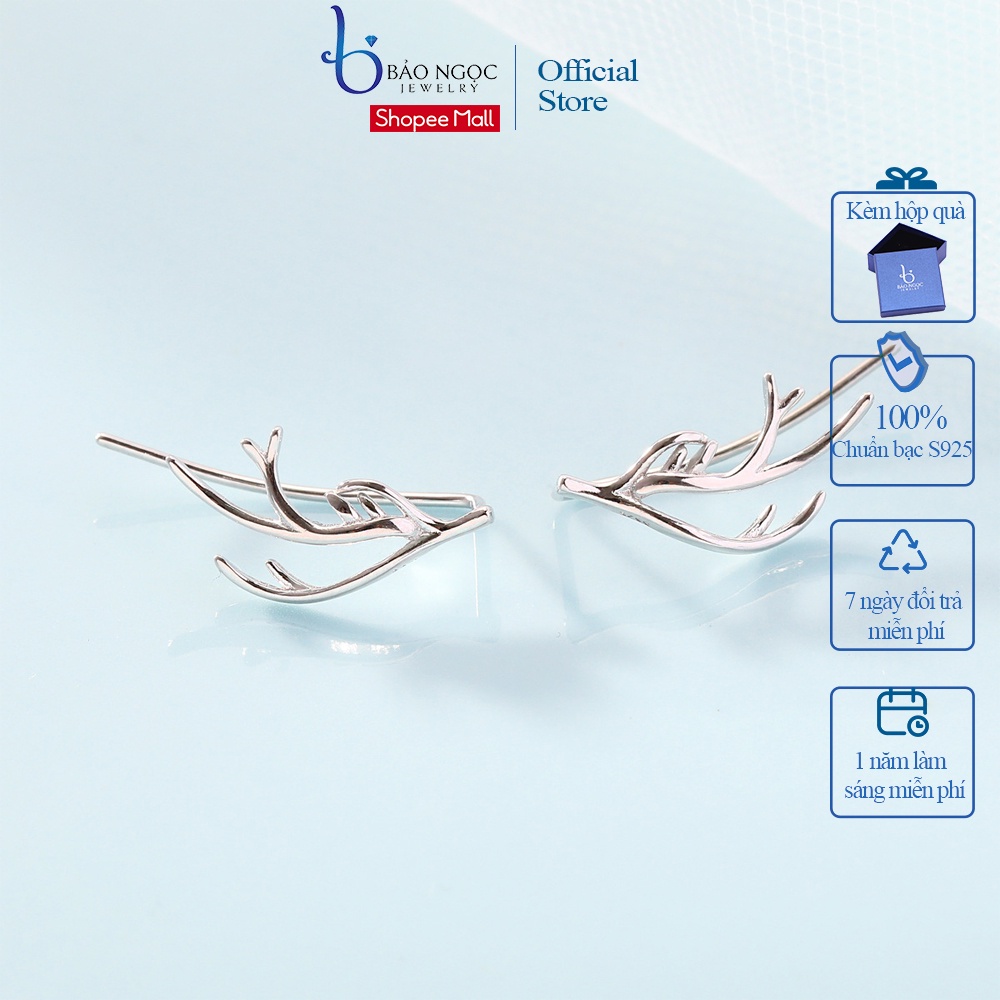 Khuyên tai bạc nữ S925 cao cấp B2436 Trang sức Bảo Ngọc Jewelry