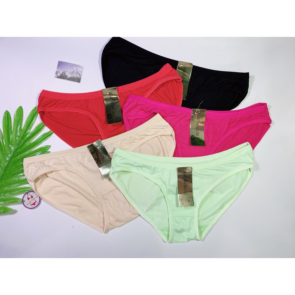 Quần lót cotton trơn lưng vừa 3021 size&lt;70kg Set 10 cái