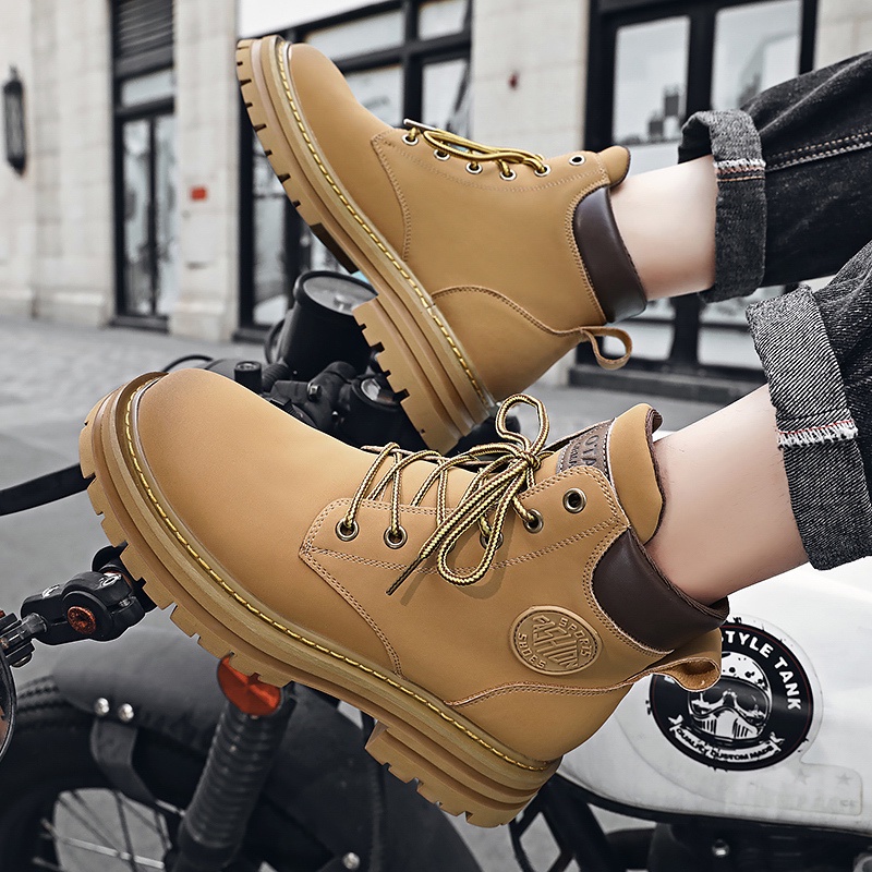 Giày Bốt Martin Bằng Da Thật Cao Đến Mắt Cá Chân Thoáng Khí Phong Cách Retro Cho Nam